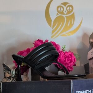 French Connection Black Padded Strap Stiletto Heels